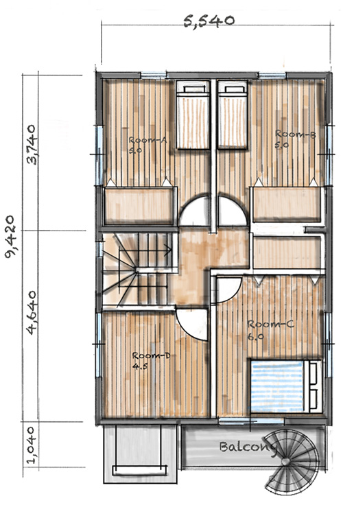 プランB 2階間取り図