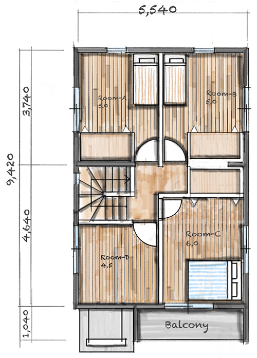 プランE 2階間取り図