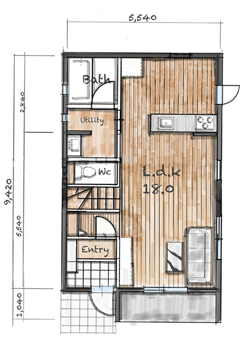 プランH 1階間取り図