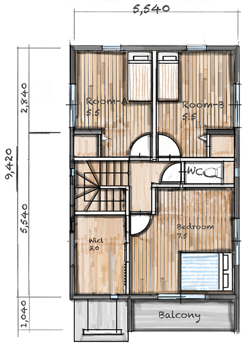 プランH 2階間取り図